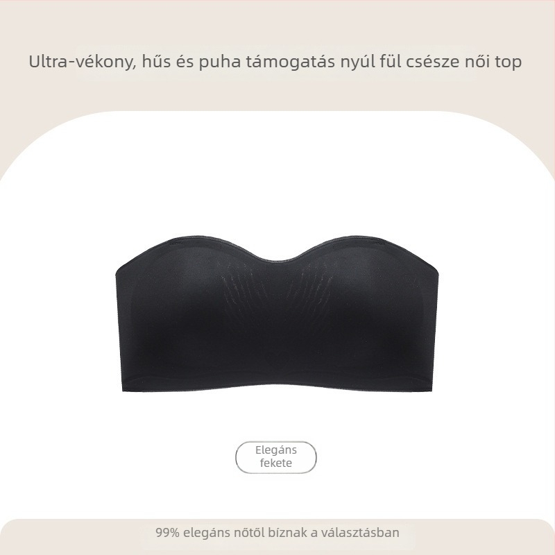 Nylonból készült váll nélküli melltartó, nyúlfülű kosarakkal, vékony formázott kosarak, levehető dupla vállpántok