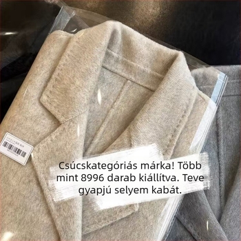 Hepburn-stílusú, nehéz tejeskávé színű gyapjú-selyem kabát, dupla oldalú, hosszú, nőknek, őszi-téli – H1031N