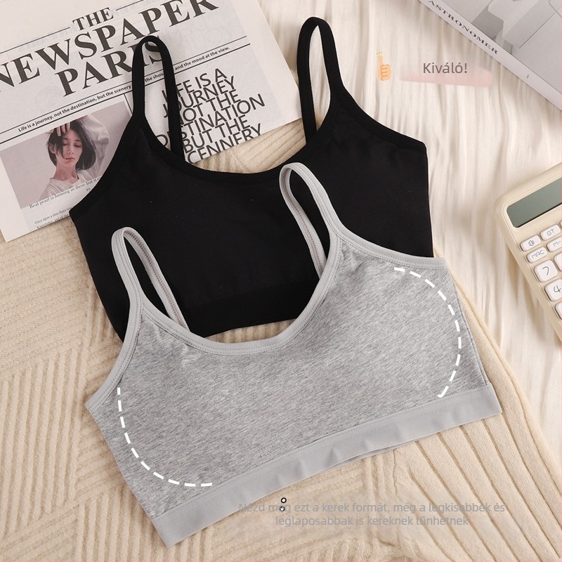100% pamutból készült melltartó merevítő nélkül, sportos cami push-up hatással, bandeau fazon lányoknak