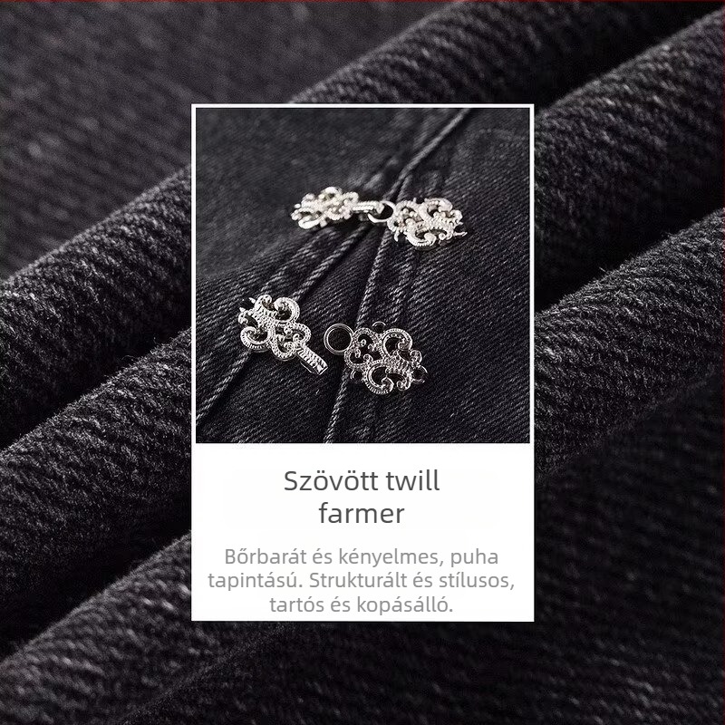 Magas derekú denim szoknya, A-vonalú, midi hossz, hasadék