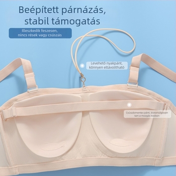 Váll nélküli wrap melltartó nagy méretekhez, tapadó szilikonnal, push-up, csúszásmentes, teljes hátsó fedés