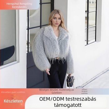 Női műszőrme kabát, gallérral és hosszú ujjúval, téli 2024