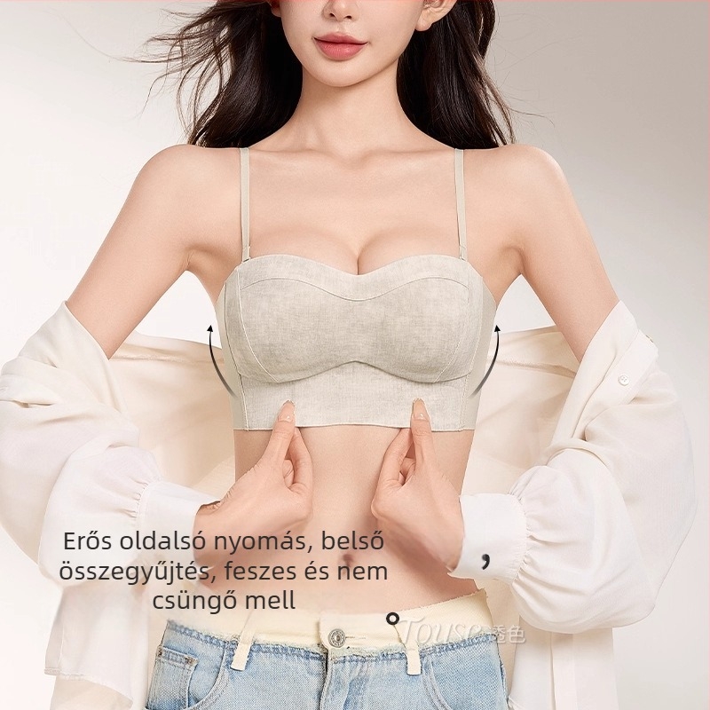 Varrat nélküli melltartó nőknek, oldalirányú formázás, 3/4 kosár, nylon anyag
