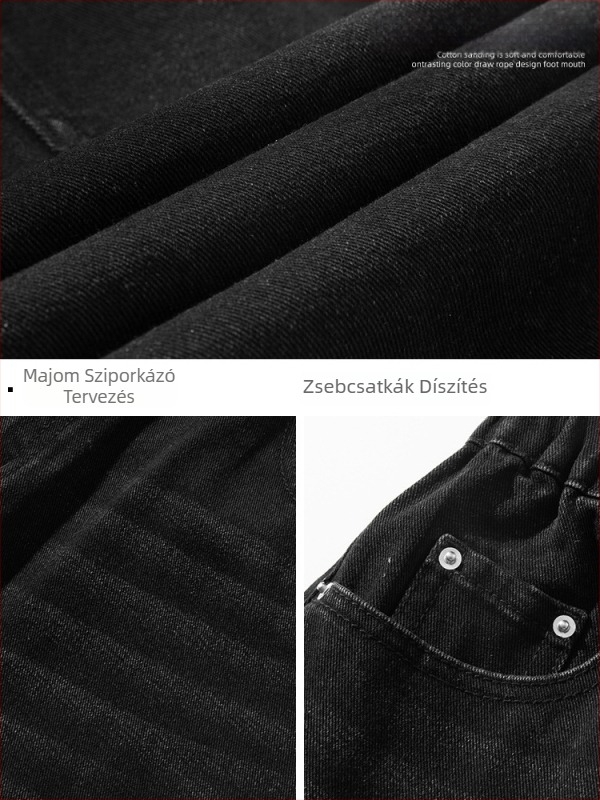 Szabad, bő fazonú farmernadrág, cropped hossz, középtal, gombos zárás, pamut-keverék, mosott felület