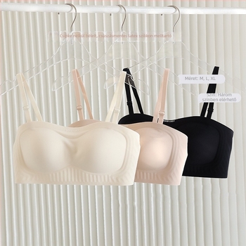 Bandeau melltartó Push-Up, vékony formázott kosarak, teljes kosár, levehető dupla vállpántok, hátoldali négy sor zár