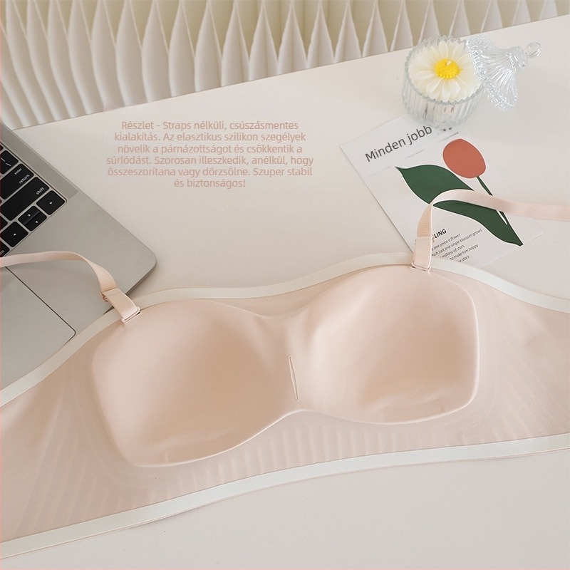 Bandeau melltartó Push-Up, vékony formázott kosarak, teljes kosár, levehető dupla vállpántok, hátoldali négy sor zár