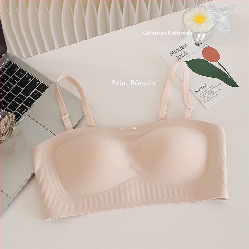 Bandeau melltartó Push-Up, vékony formázott kosarak, teljes kosár, levehető dupla vállpántok, hátoldali négy sor zár