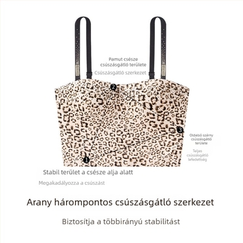 Leopárd mintás vállpántos bandeau felső, varrat nélküli, nude érzetű melltartó, divatos mintázat