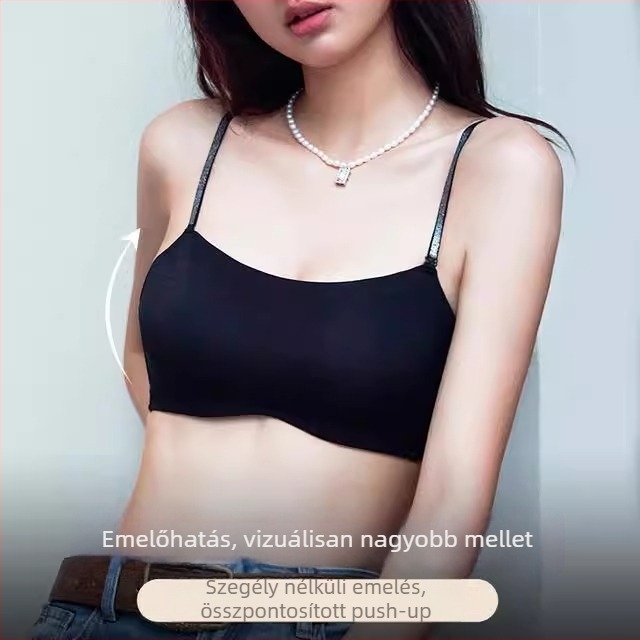 Csőtop melltartó, levehető dupla vállpántokkal, 3/4 kosárméret, fő anyag nylon, bélés spandex, hátoldali varrás nélküli dizájn