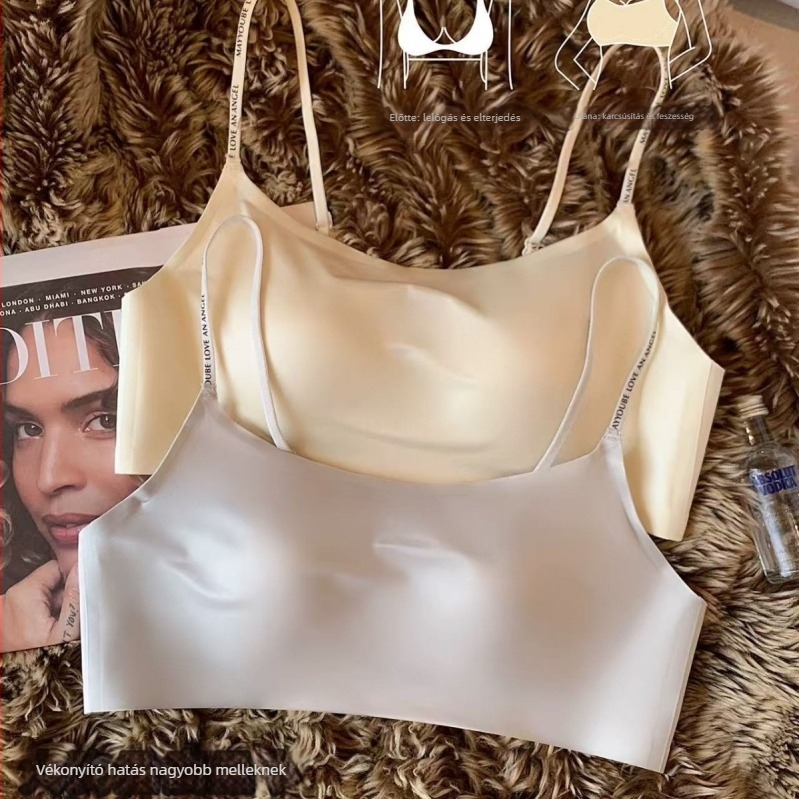 Női Seamless bustier felső, légáteresztő nylon anyag, 3/4 kosár, fix dupla vállpánt, anti-transzparencia és mellszövet karcsúsítás