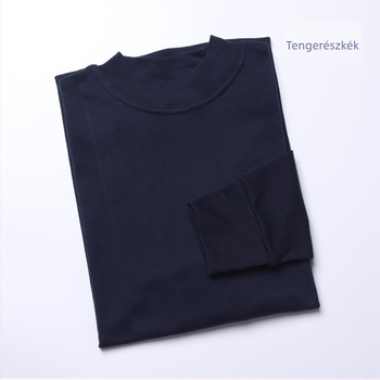 Férfi pamut hosszú ujjú felső magas gallérral és bordázott kötésű elasztikussággal, 70% pamut, lélegző, közepes vastagságú (161-180 g/m²)