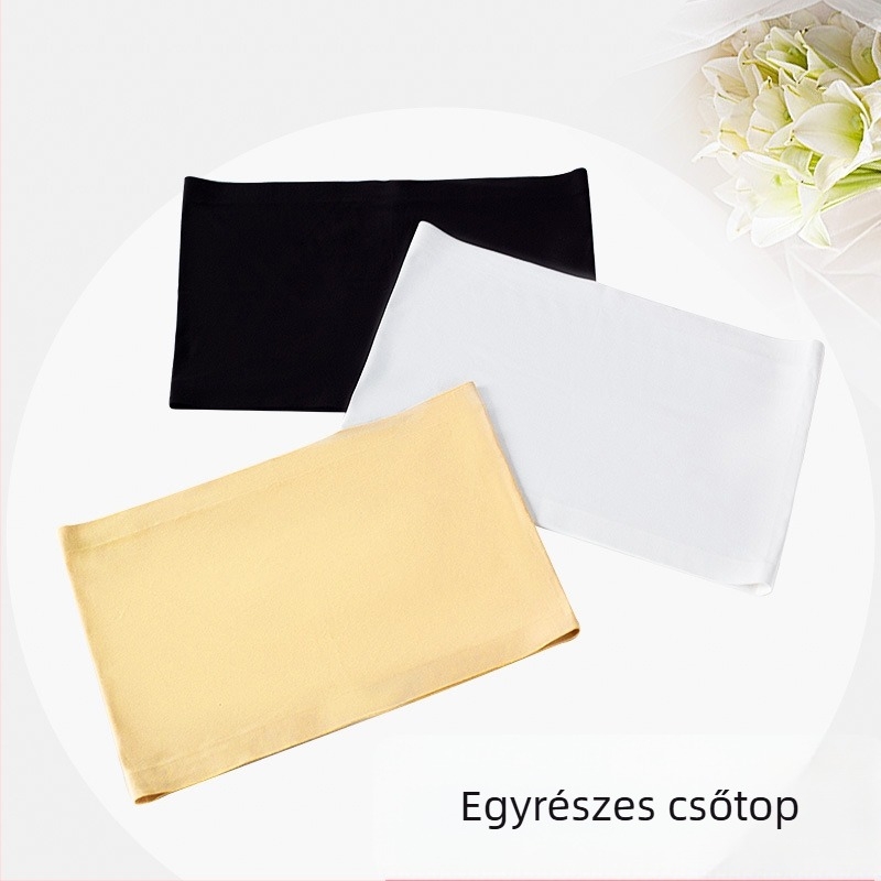 Nylon csőtop váll nélküli, varrás nélküli, kupa nélkül, egyszínű, 80–90% nylon