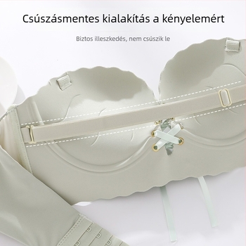 Pánt nélküli melltartó, csúszásmentes, 3/4 kosár, 8 cm vastag formázott párna, hátoldali háromsoros kapocs