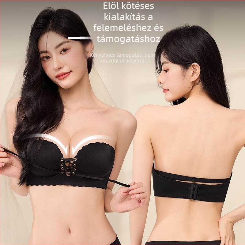 Pánt nélküli melltartó, csúszásmentes, 3/4 kosár, 8 cm vastag formázott párna, hátoldali háromsoros kapocs