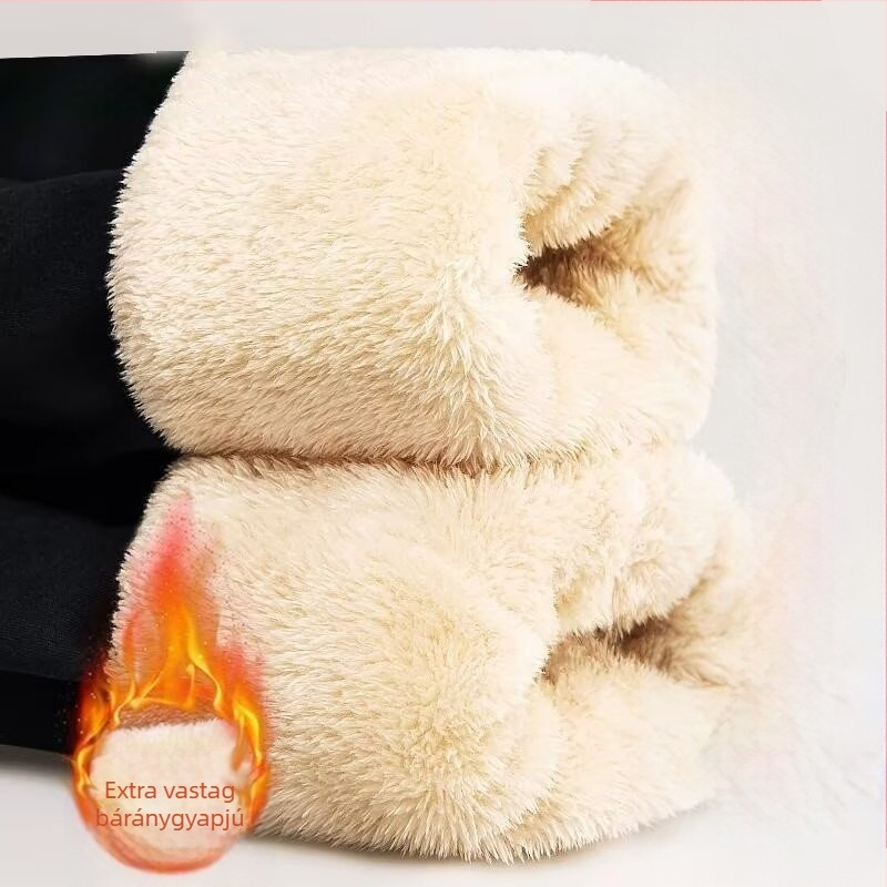 Férfi casual nadrág fleece béléssel, vastag téli, egyenes szabás, alacsony derék