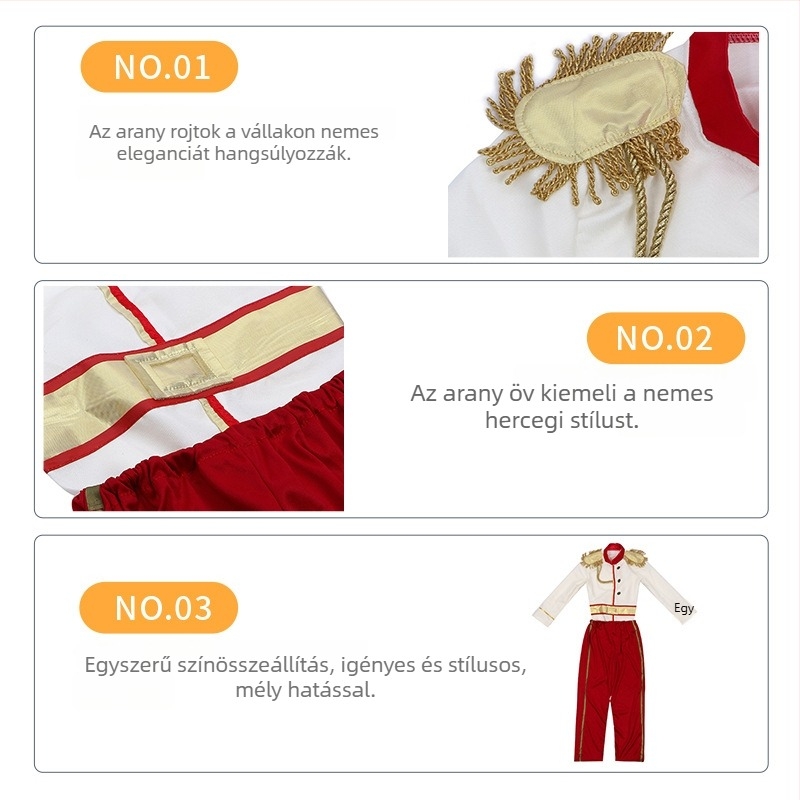 Gyermekeknek szóló Halloween-színpadi jelmez: mesés herceg, fiúknak