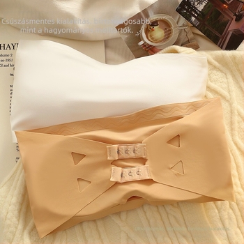 Nylon pánt nélküli wrap/csőtop, csúszásmentes szilikoncsíkkal, Ice Silk, vékony formázott kosár, teljes kosár, lélegző, szép hát