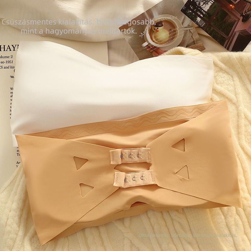 Nylon pánt nélküli wrap/csőtop, csúszásmentes szilikoncsíkkal, Ice Silk, vékony formázott kosár, teljes kosár, lélegző, szép hát