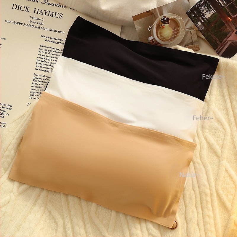 Nylon pánt nélküli wrap/csőtop, csúszásmentes szilikoncsíkkal, Ice Silk, vékony formázott kosár, teljes kosár, lélegző, szép hát
