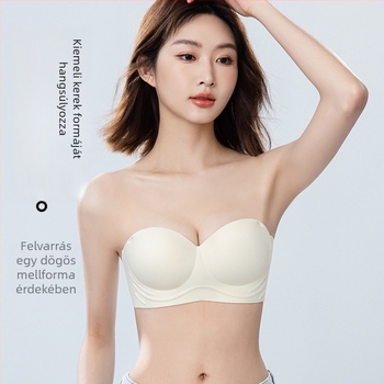 Női push-up melltartó letehető dupla pántokkal, csúszásmentes belső réteg, kosárméret 1/2, forma kosár: vékony fent, vast lent, anyag nylon