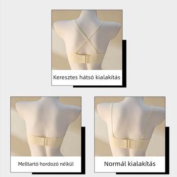 Női push-up melltartó letehető dupla pántokkal, csúszásmentes belső réteg, kosárméret 1/2, forma kosár: vékony fent, vast lent, anyag nylon