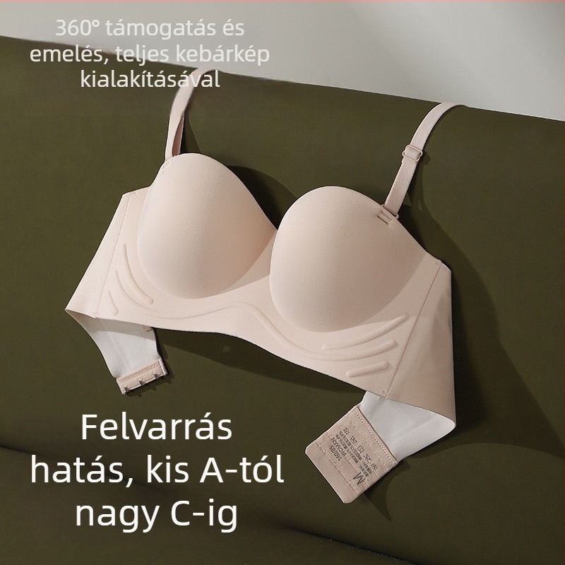 Női push-up melltartó letehető dupla pántokkal, csúszásmentes belső réteg, kosárméret 1/2, forma kosár: vékony fent, vast lent, anyag nylon