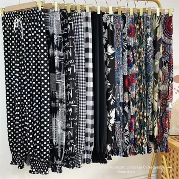 Női Ice Silk leggings — magas derék, rövid szár, pamut-poliészter keverék, mindennapi nadrág