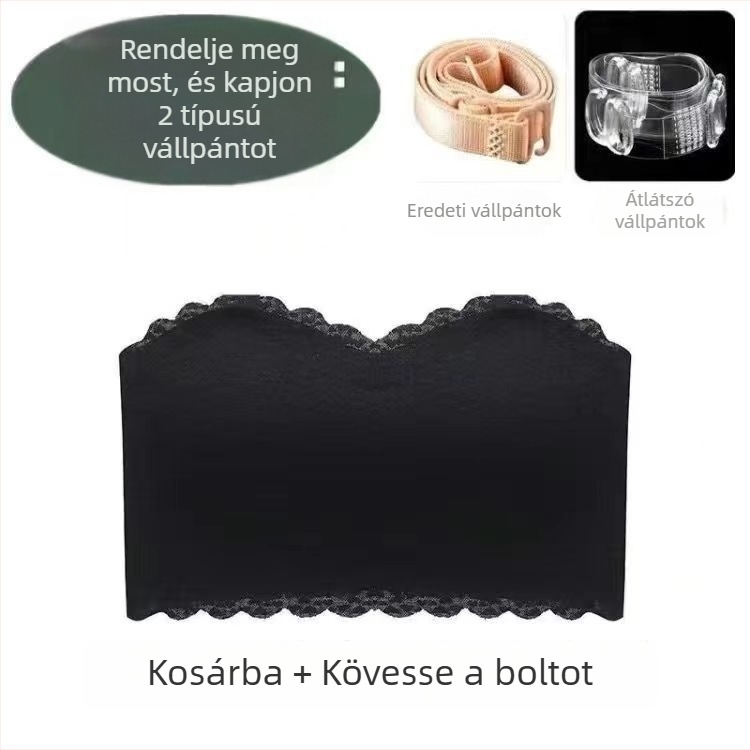 Csipkés melltartó vállpánt nélküli, vékony, push-up, csúszásmentes, ruhák alatt láthatatlan