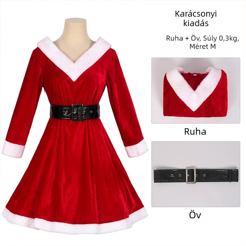 Cosplay karácsonyi jelmez – uniszex, középkori témájú színpadi jelmez, poliészter anyag