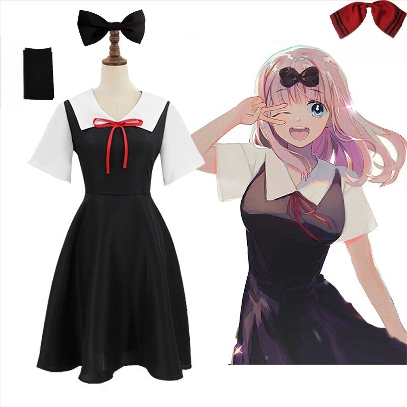 Cosplay jelmez: Kaguya Shinomiya női iskolai egyenruha hosszú szoknyával és rövid ujjal; 50/50 poliészter keverék; tavasz 2022; 18–24 éves korosztály