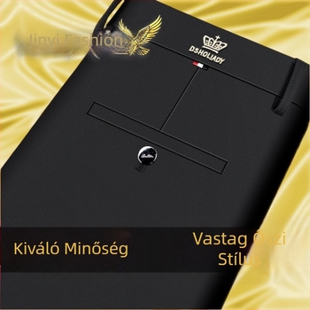 Férfi nadrág fleece béléssel, vast, elasztikus, egyenes szabású, magas derékkal, üzleti-casual, vasalás nélkül, őszi-téli