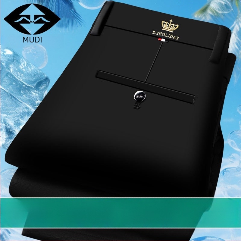 Férfi nadrág fleece béléssel, vast, elasztikus, egyenes szabású, magas derékkal, üzleti-casual, vasalás nélkül, őszi-téli