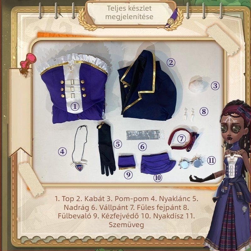 Identity V varázsló cosplay jelmez, Ivory Tower sorozat, uniszex poliészter kosztüm, termékkód 5922, 2025 tavasz kiadás, korosztály 18–24.