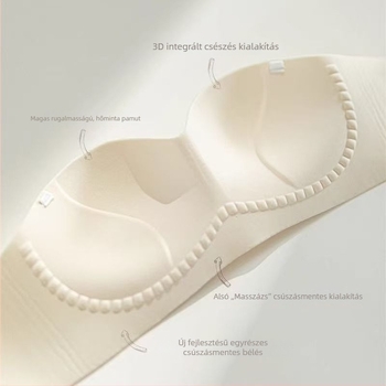 Sima bandeau melltartó nőknek, push-up, csúszásmentes, vezeték nélküli, levehető vállpántok