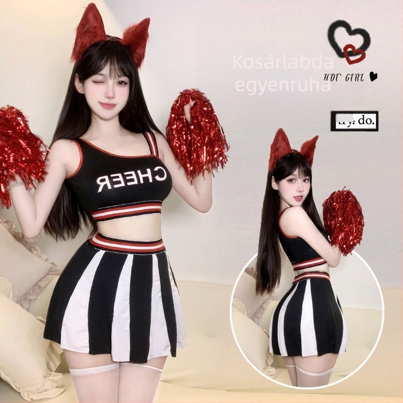 Yan Hao női cheerleading egyenruha — rövid szoknya, poliészter, színpadi előadásokhoz, őszi 2025