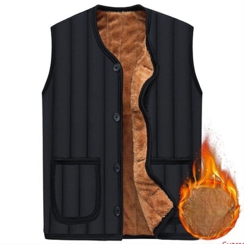 Férfi ujjatlan mellény fleece-béléssel, csíkos mintával (polietészter alapanyag, 3D patch zsebek)