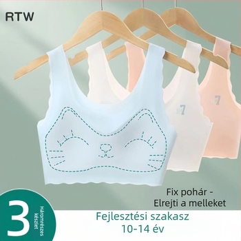12–16 éves tiniknek szánt sportmelltartó pánt nélkül, varrásmentes, ütésálló, csúszásmentes, középső támogatás, ultra vékony formázott kosár, teljes kosár, nylon