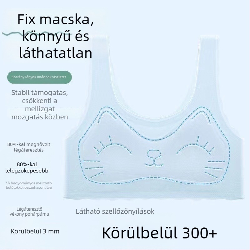 12–16 éves tiniknek szánt sportmelltartó pánt nélkül, varrásmentes, ütésálló, csúszásmentes, középső támogatás, ultra vékony formázott kosár, teljes kosár, nylon
