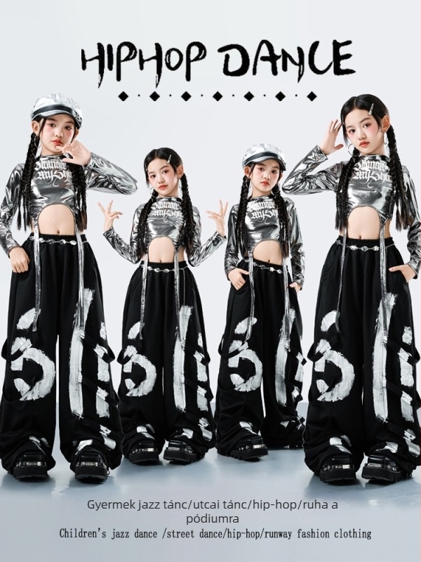 Lányoknak készült hosszú ujjú jazz tánc ruházat hosszú nadrággal, street dance, 100% acetát anyag, puha felület, 2025 ősz