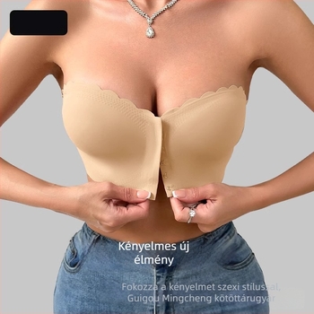 Elöl záródó, seamless bandeau melltartó, hullámos élű, push-up, nagy méret, légáteresztő nyári stílus