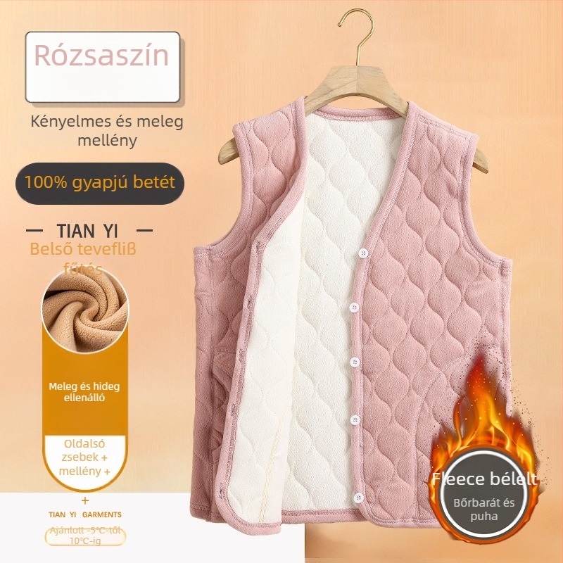 Gyapjú mellény idősödők részére, egyszínű minta, vidéki stílus, irodalmi retró részletek, normál hossz 50–65 cm