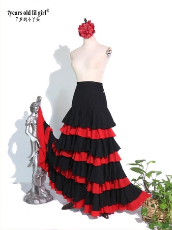 Flamenco tánc szoknya edzéshez, többszörös rétegű hálóanyag, >95% poliészter, téli 2025, kínai stílus, irodalmi retro