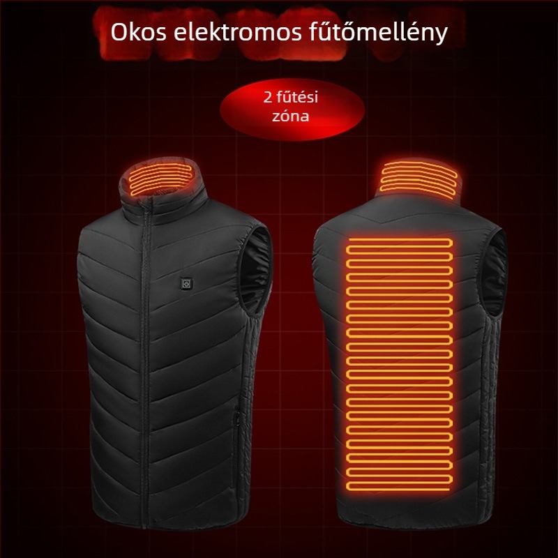 Uniszex elektromos melegítő mellény, pamutból készült, USB töltés, téli meleg