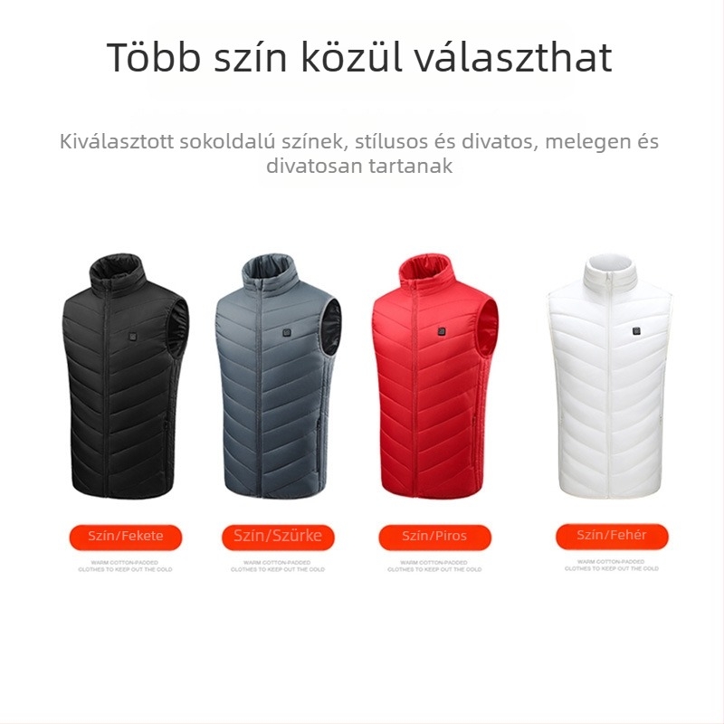Uniszex elektromos melegítő mellény, pamutból készült, USB töltés, téli meleg