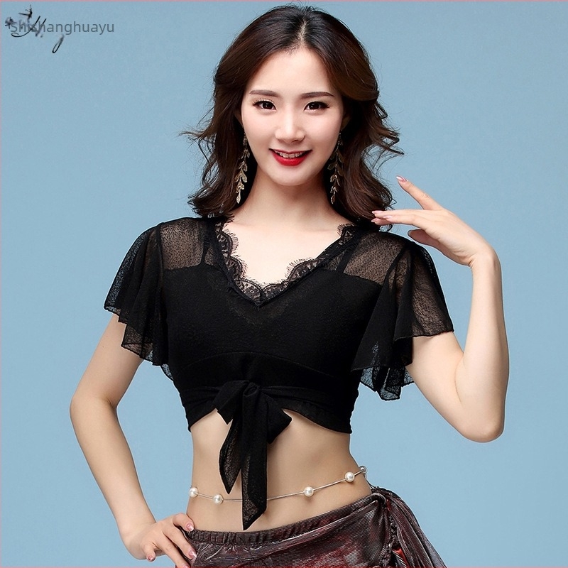 Fashion Huayu Orientális tánc gyakorló ruhája eyelash lace csipesszel, 60% spandex, 20% len