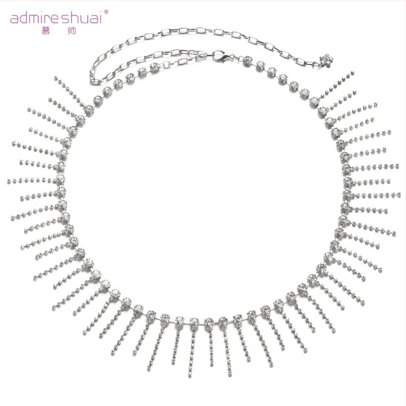 Has tánc deréklánc rhinestone bojtokkal, fém, ötvözet csat, kampó-zár, szélesség >4 cm