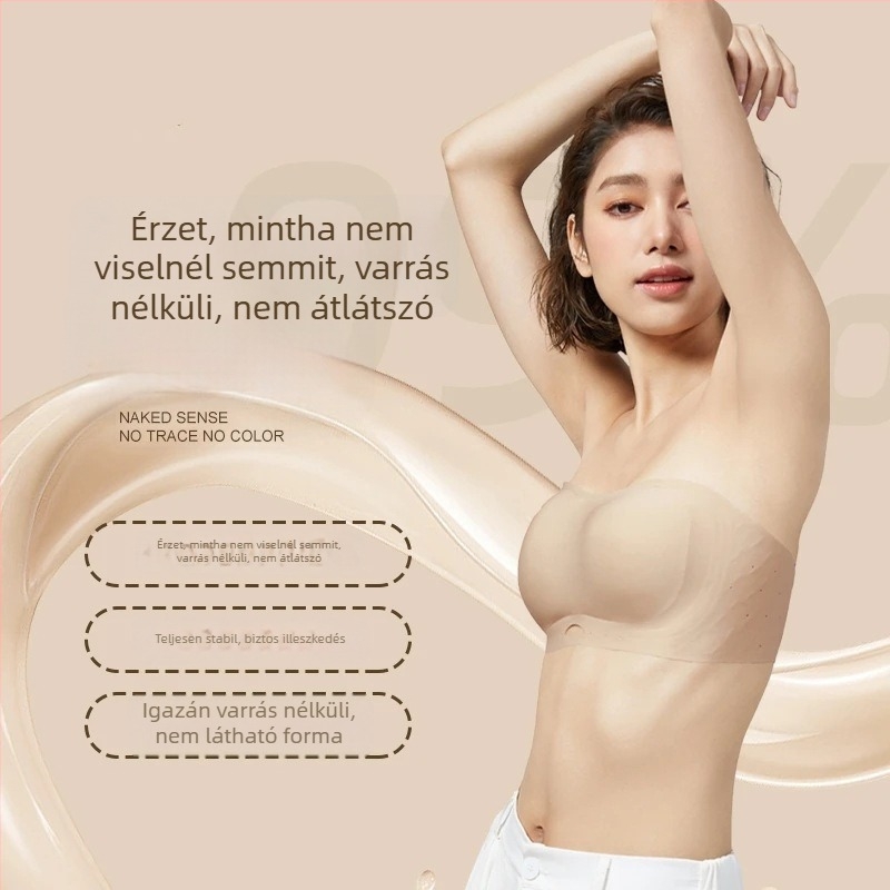 Női bandeau melltartó váll nélküli, vékony, gyűrődésmentes, csúszásmentes, láthatatlan, varrat nélküli, vezeték nélküli