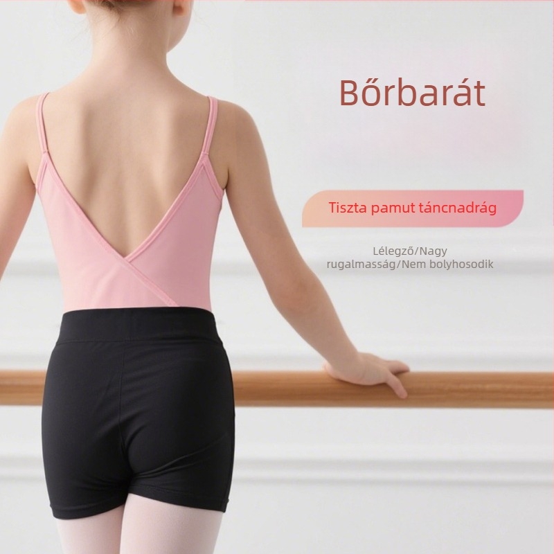 Fekete gyerekeknek szóló táncpantaló, 3/4 hosszúságú, edzésre és balettre