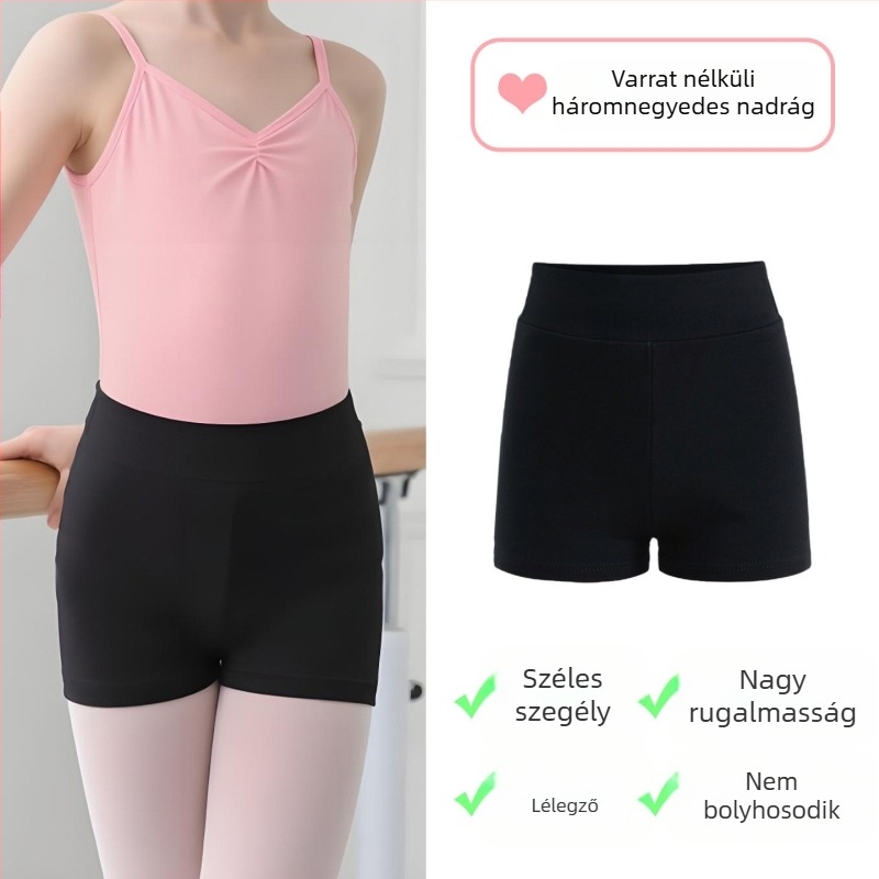 Fekete gyerekeknek szóló táncpantaló, 3/4 hosszúságú, edzésre és balettre