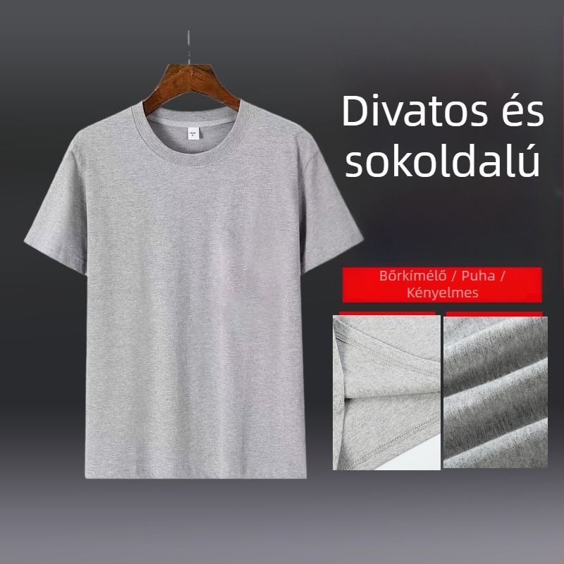100% pamut póló, laza szabású, rövid ujjú, kerek nyakú, egyszínű minta, lélegző